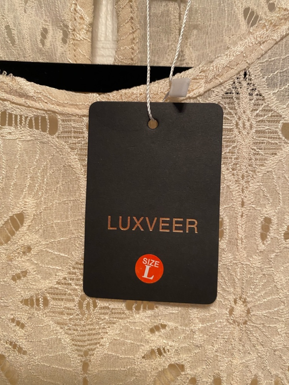 Luxveer Beige Crochet Floral Lace Long Sleeve Blouse…size L - Picture 7 of 7